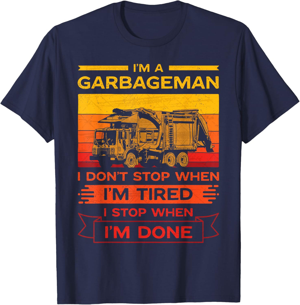 Night Garbage Truck Driver Garbage Collector Garbageman Dad T-Shirt - Navy Blue