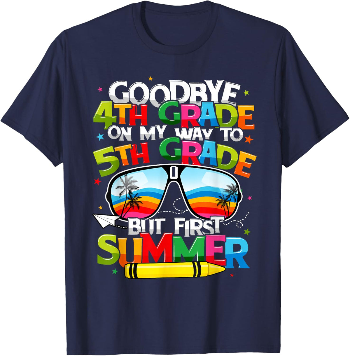Goodbye 4th Grade Graduation To 5th Grade Hello Summer Kids T-Shirt - Navy Blue