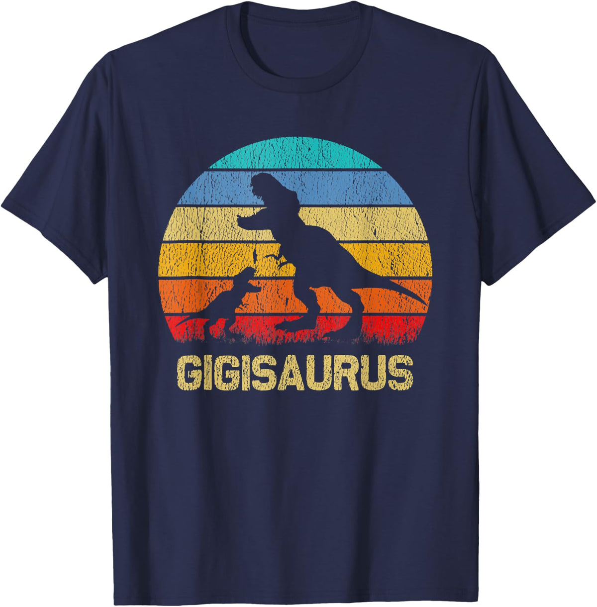 GigiSaurus T Rex Dinosaur Gigi Saurus Family Matching T-Shirt - Navy Blue