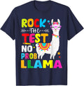 Testing Day Rock The Test Teaching No Prob Llama Teacher T-Shirt - Navy Blue