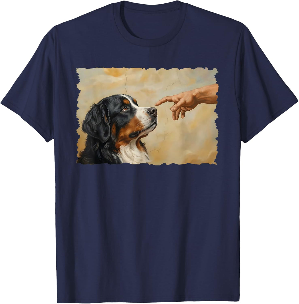 God Creates Dog Bernese Mountain T-Shirt - Navy Blue