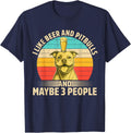 I Like Beer and Pitbulls Maybe 3 People Retro Dog Fun Gifts T-Shirt - Navy Blue