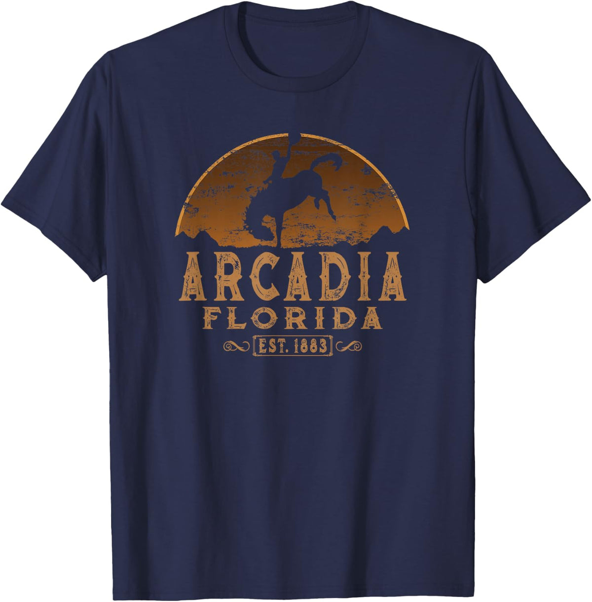 Arcadia Florida FL Rodeo Cowboy T-Shirt - Navy Blue