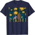 4th July Bigfoot Starry Night Firework Patriot Men Women Kid T-Shirt - Navy Blue