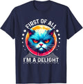 Cat First Of All I'm A Delight Sarcastic Angry Coffee T-Shirt for Men Women Girls Kids - Navy Blue