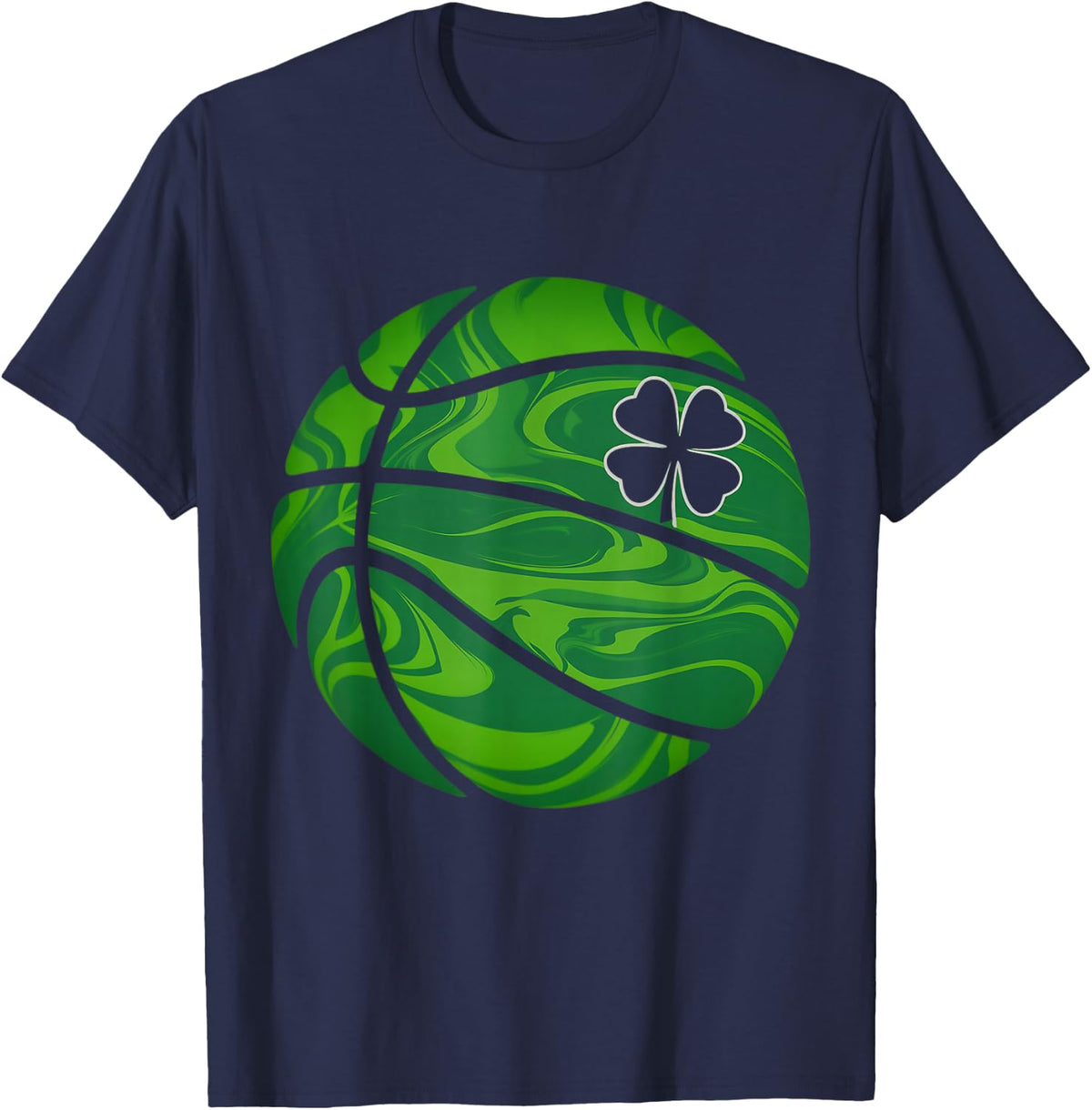 Basketball Irish St Patrick'S Day Shamrock Man Boys Fun T-Shirt - Navy Blue