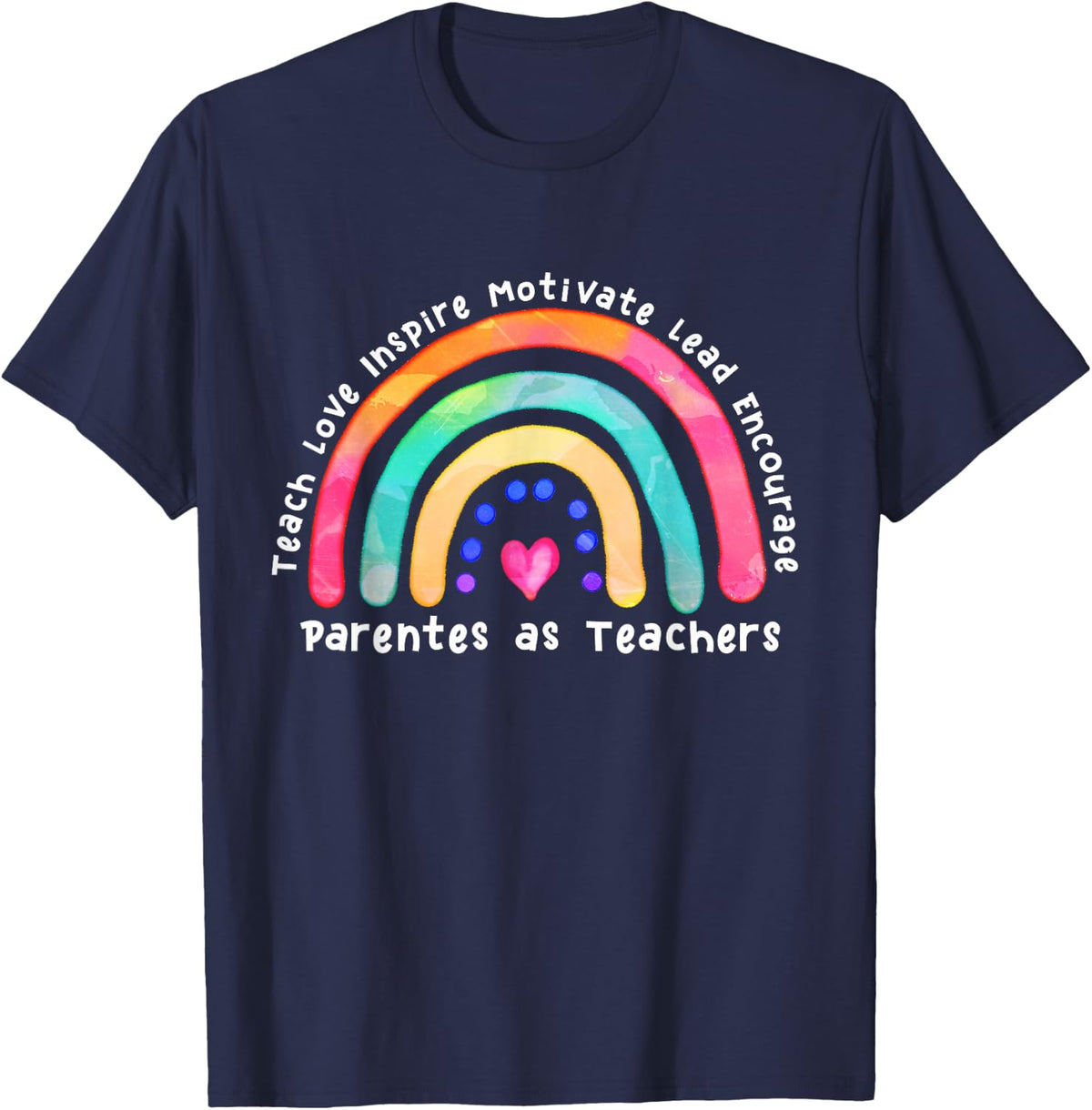 Parents as Teachers watercolor rainbow Daycare Provider T-Shirt - Navy Blue