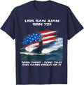 USS San Juan SSN-751 American Flag Submarine Veteran Xmas Women Men T-Shirt - Navy Blue