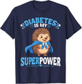 Hedgehog Diabetes is My Superpower Diabetic Blue Supporter T-Shirt - Navy Blue