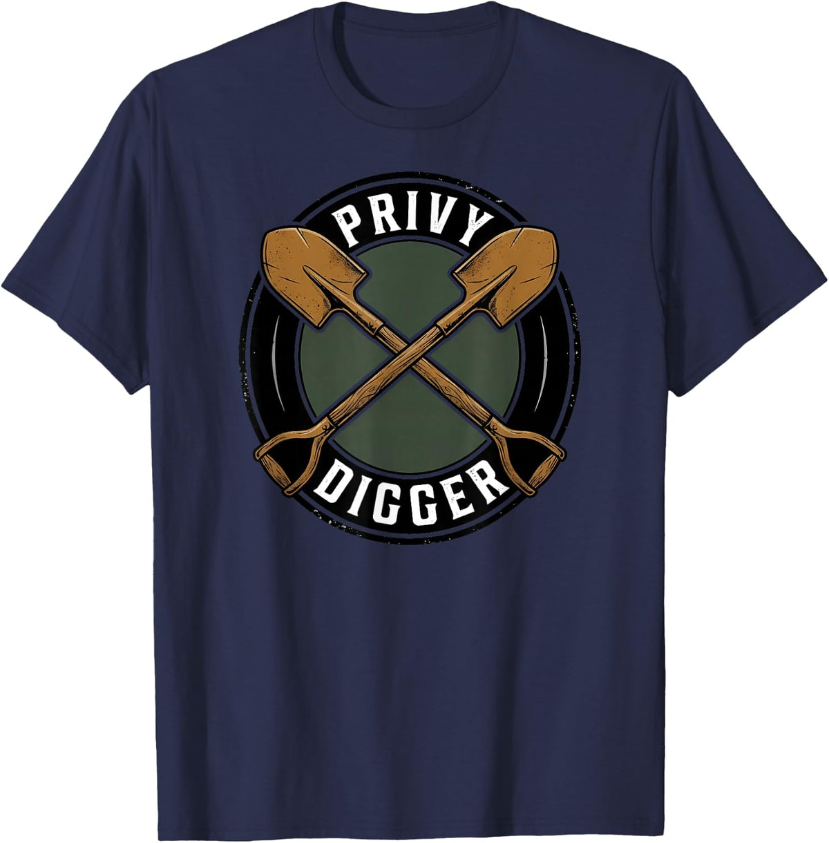 Privy Digger Vintage Antique Bottle Hunting Excavation T-Shirt - Navy Blue