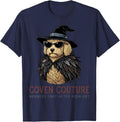 Goldendoodle Golden Doodle Witch Hat Sunglasses Feathers T-Shirt - Navy Blue