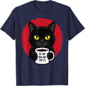 Black Cat Coffee Funny Sarcastic Saying Meme Women Men T-Shirt - Navy Blue