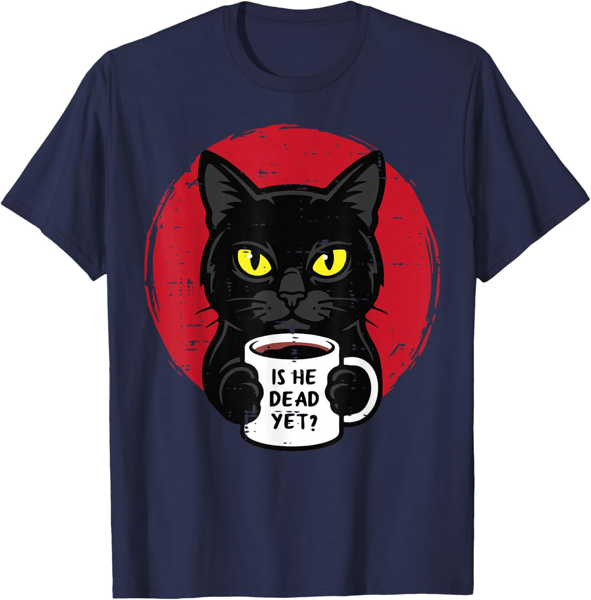 Black Cat Coffee Funny Sarcastic Saying Meme Women Men T-Shirt - Navy Blue