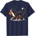 Bernese Mountain Dog Halloween Pumpkin Pail T-Shirt - Navy Blue