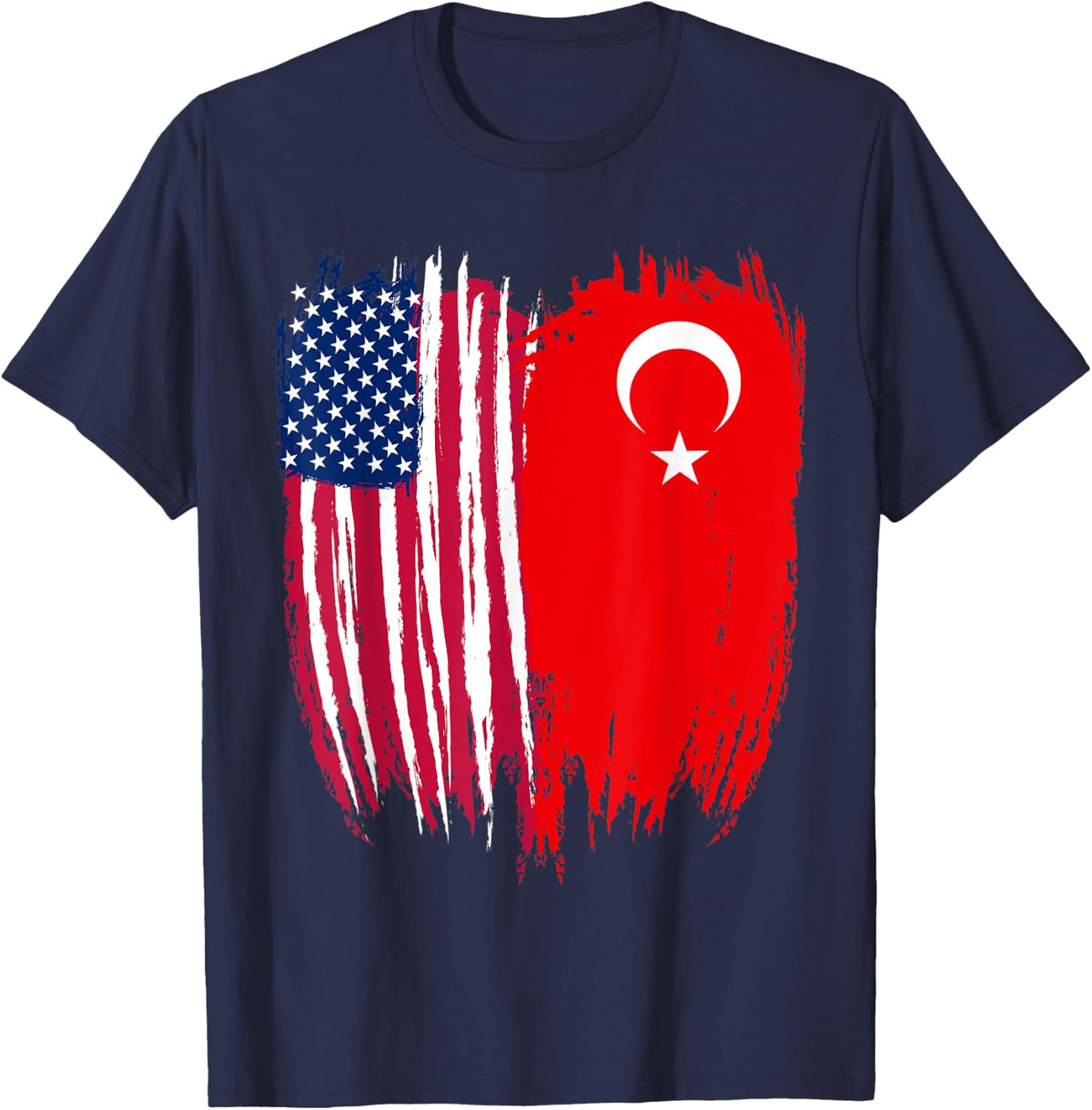 Turkish American Flag Turkey T-Shirt - Navy Blue