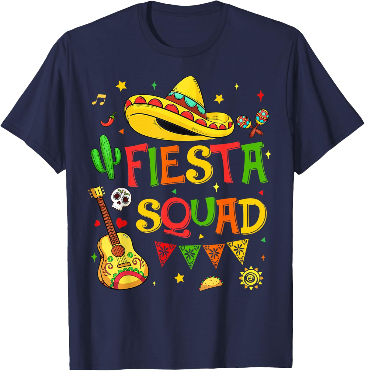 Fiesta Squad Cinco De Mayo Tees T Shirts for Men Women Kids - Navy Blue