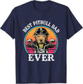 Mens Best Pitbull Dad Ever Funny Motorcycle Fathers Day T-Shirt - Navy Blue