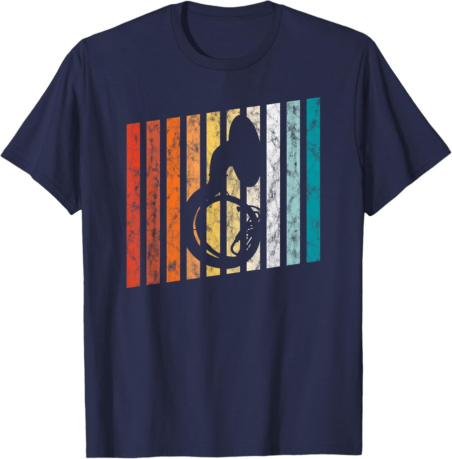 Retro Tuba Shirt Sousaphone Music Brass Marching Band Gift T-Shirt - Navy Blue