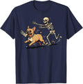 Frenchie Skeleton Halloween T-Shirt - Navy Blue