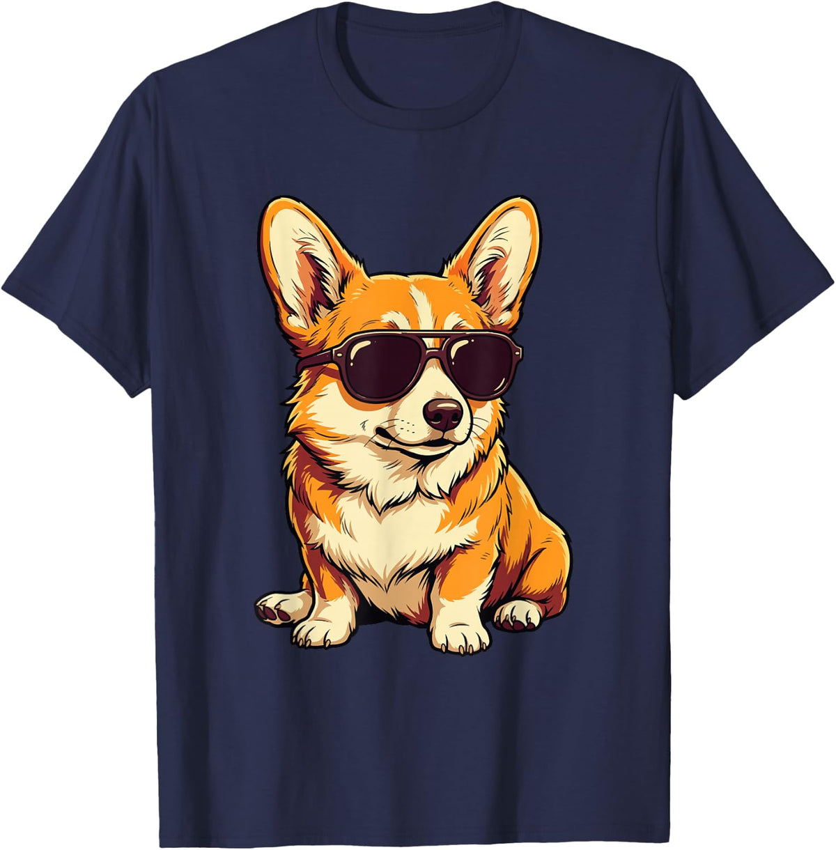 Corgi Wearing Sunglasses - Welsh Corgi Dog Lover Corgi Dad T-Shirt - Navy Blue