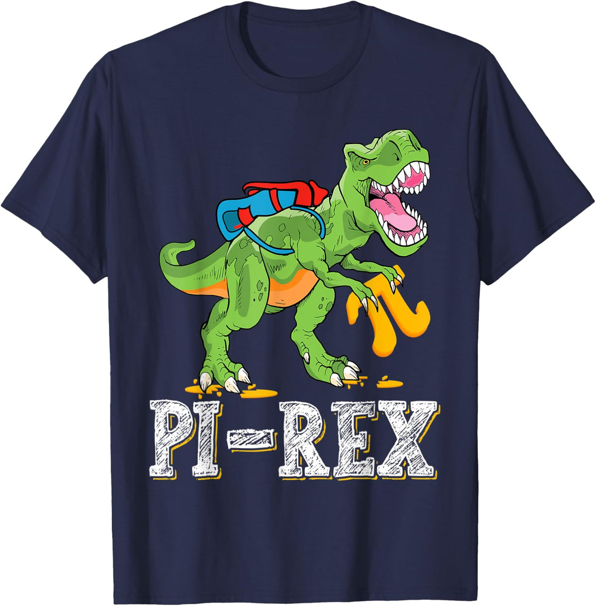 Pi-Rex Funny Dinosaur T-Rex Pi Day Math Teachers and Kids T-Shirt - Navy Blue