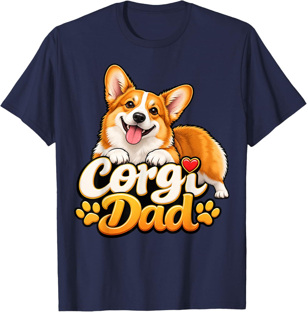 Corgi Dad Cute Welsh Corgi Dog Lover Art Design T-Shirt - Navy Blue