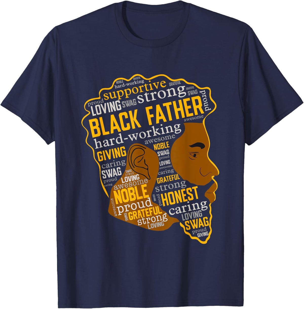 Black Father African American T-Shirt - Navy Blue