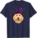 Goldendoodle Witch Hat Halloween Dog Lover T-Shirt - Navy Blue