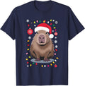 Capybara Christmas T-Shirt - Navy Blue