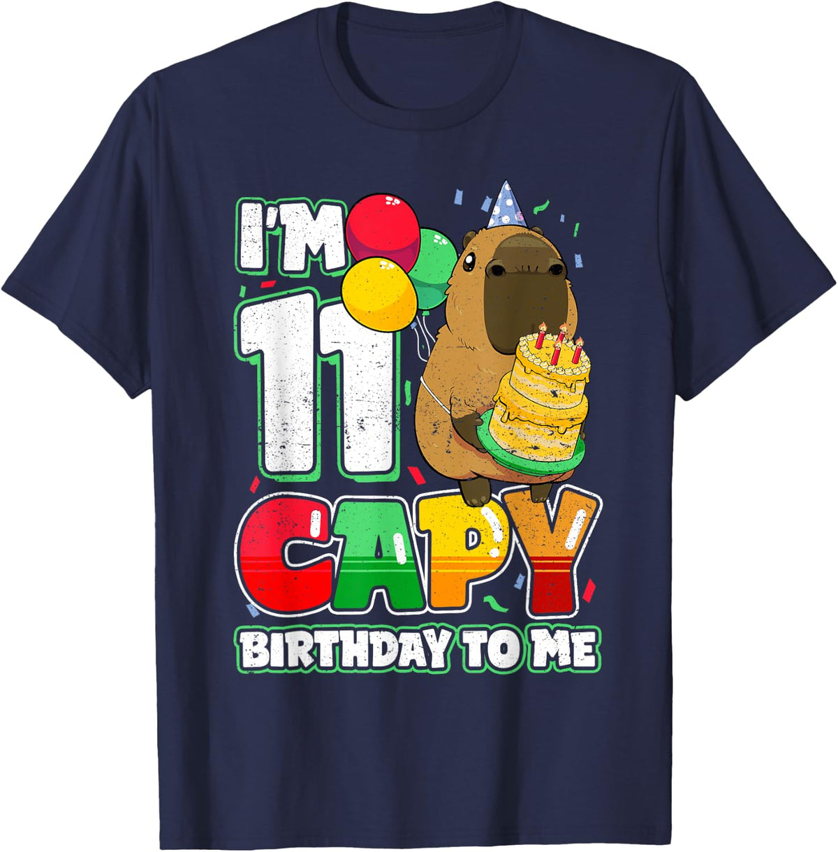 11 Years old Capy Birthday to me 11th Birthday Capybara T-Shirt - Navy Blue