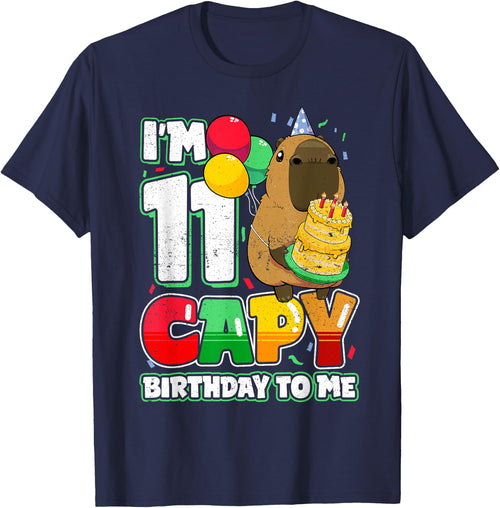 11 Years old Capy Birthday to me 11th Birthday Capybara T-Shirt - Navy Blue