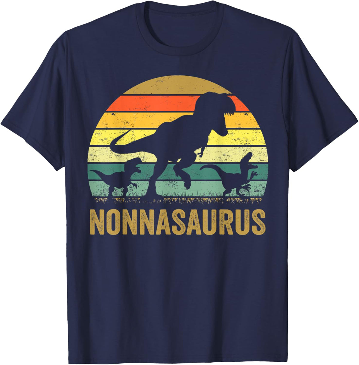 Nonna Dinosaur T Rex Nonnasaurus 2 kids Family Matching T-Shirt - Navy Blue