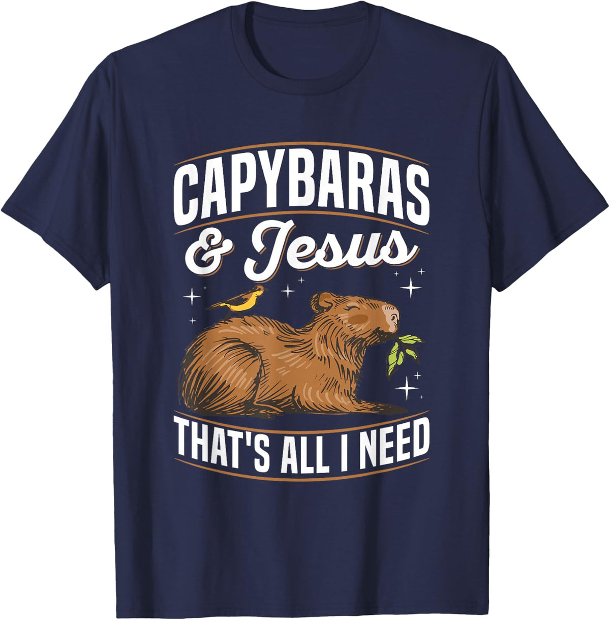 Capybaras & Jesus-that's all I need Quote for a Capybara Fan T-Shirt - Navy Blue