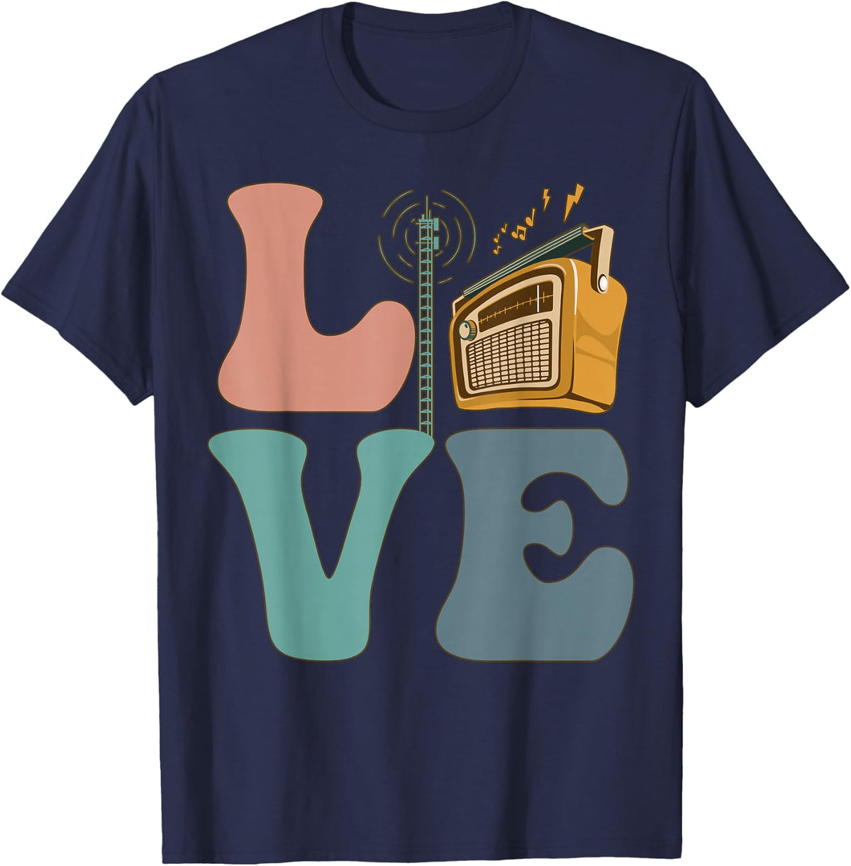 Ham Radio Operator Amateur Radio Love T-Shirt - Navy Blue