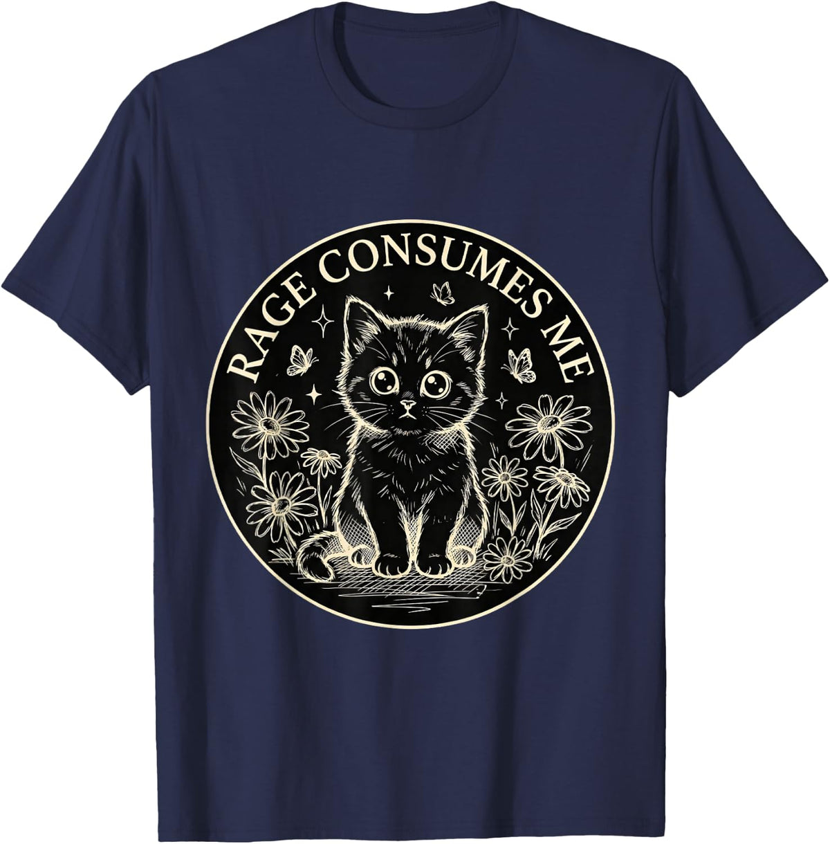 Rage consumes me cat T-Shirt - Navy Blue