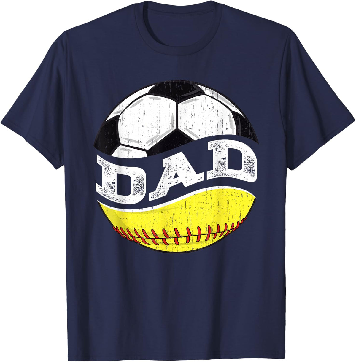 Ball Dad Funny Soccer Softball Dad T-Shirt - Navy Blue