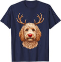 Christmas Goldendoodle Reindeer Dog Lover Doodle Mom T-Shirt - Navy Blue