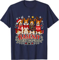 Basenji Christmas Holiday Festive Dogs T-Shirt - Navy Blue