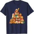 Funny Goldendoodle Christmas Lights Tree Dog Lover Xmas T-Shirt - Navy Blue