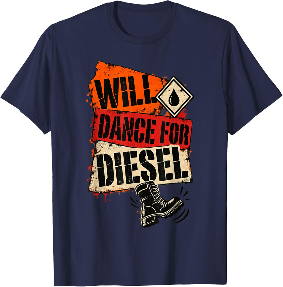 Funny Will Dance for Diesel T-Shirt - Navy Blue