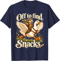 Off to Find Snacks Hedgehog Goose Adventure T-Shirt - Navy Blue