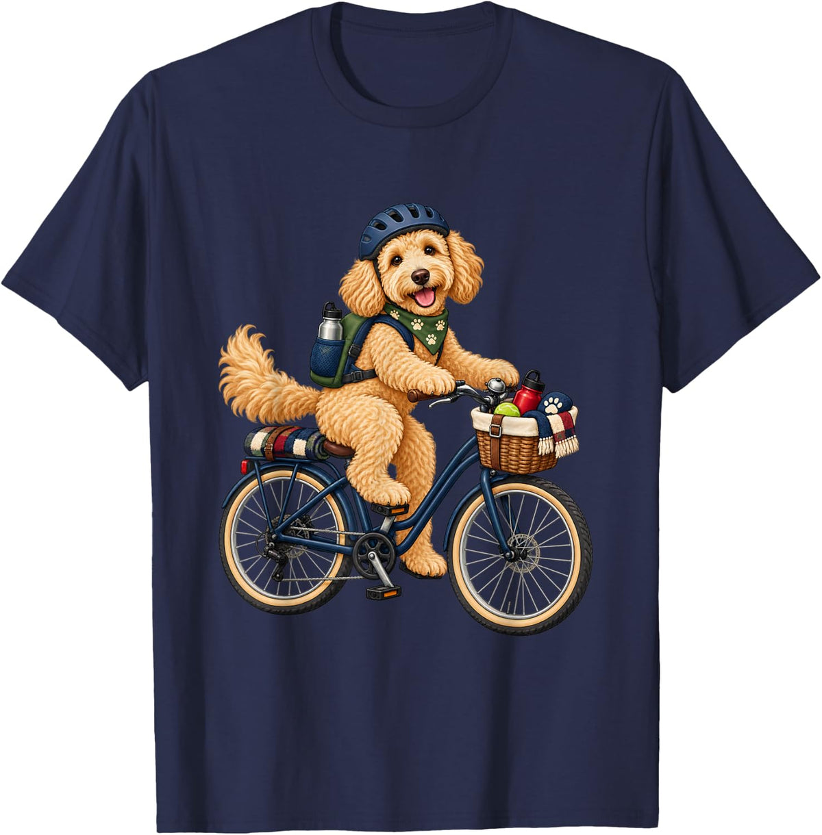 Goldendoodle Cycling Gift T-Shirt - Navy Blue