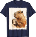 Capybara Is Drinking Coffee T-Shirt - Navy Blue