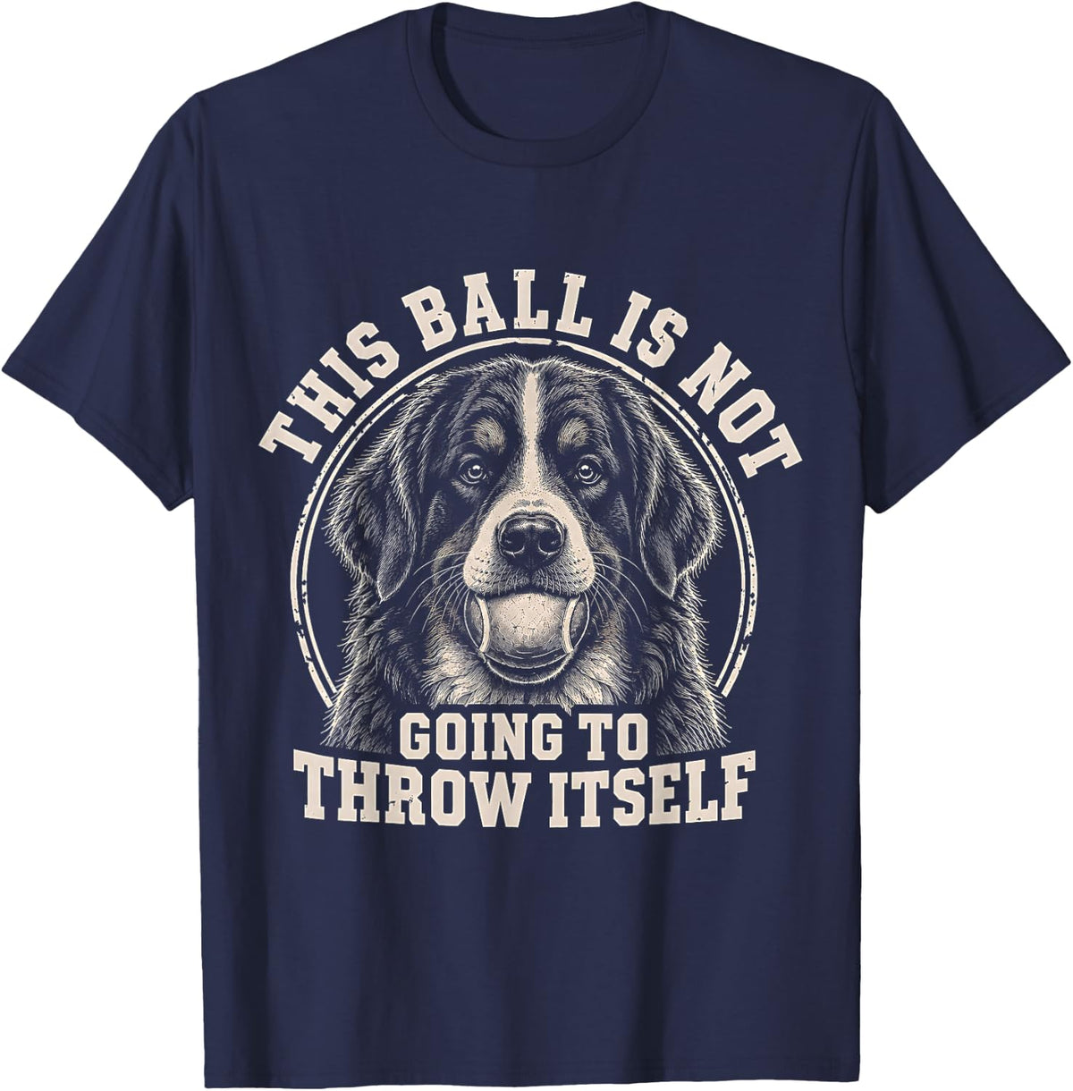Bernese Mountain Dog Ball T-Shirt - Navy Blue