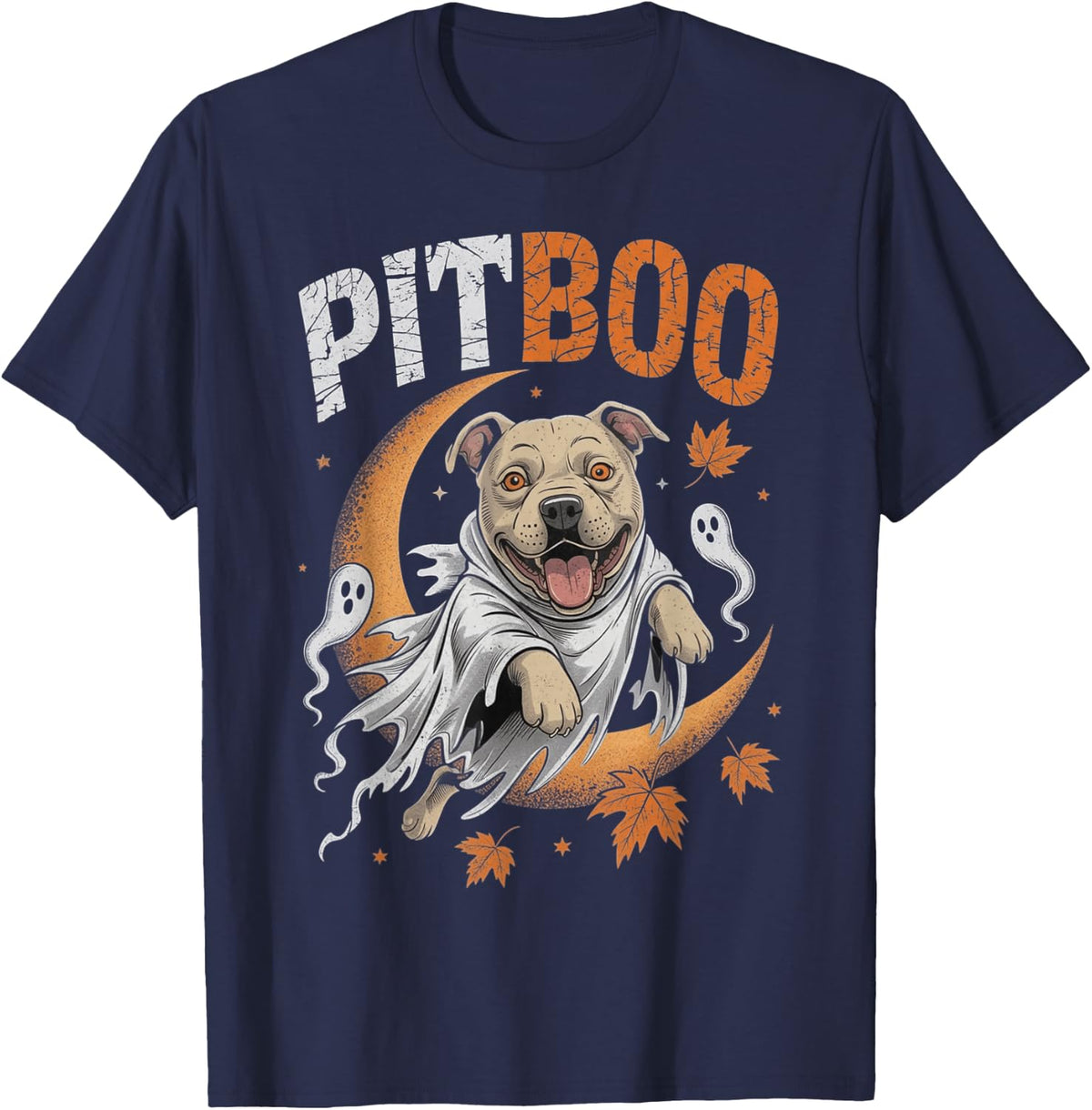 Pitbull Dog Halloween Pit Bull Mama Dad T-Shirt - Navy Blue