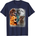 3 Moon Howling Cat Head For Cat Lover, Dad, Mom T-Shirt - Navy Blue