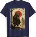 Retro Rodent Capybara Ninja Art Japanese Capybara Samurai Tees T-Shirt - Navy Blue