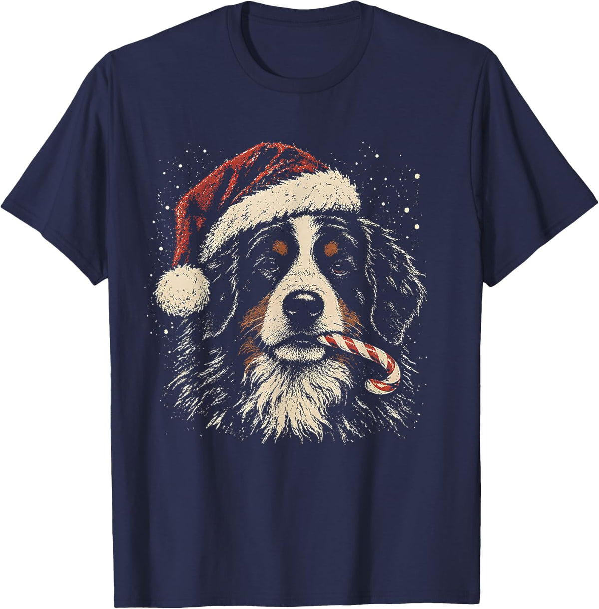Christmas Bernese Mountain Dog Candy Cane T-Shirt - Navy Blue