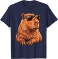 Cool Capybara with Sunglasses T-Shirt Tee for Kids Boys Girls Men Women - Navy Blue