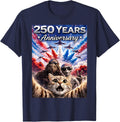 250 Years Cat Selfie Bigfoot and Alien American Flag T-Shirt - Navy Blue